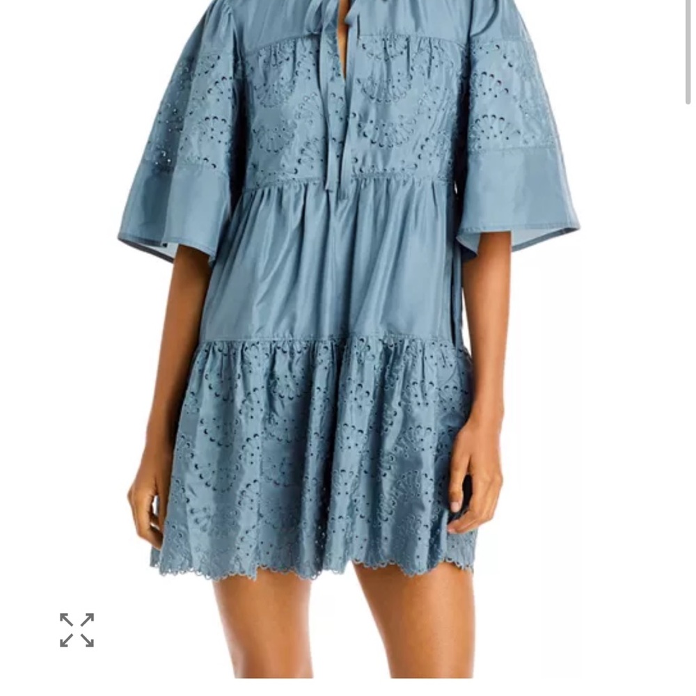 Rebecca Taylor Blue Eyelet Mini Dress